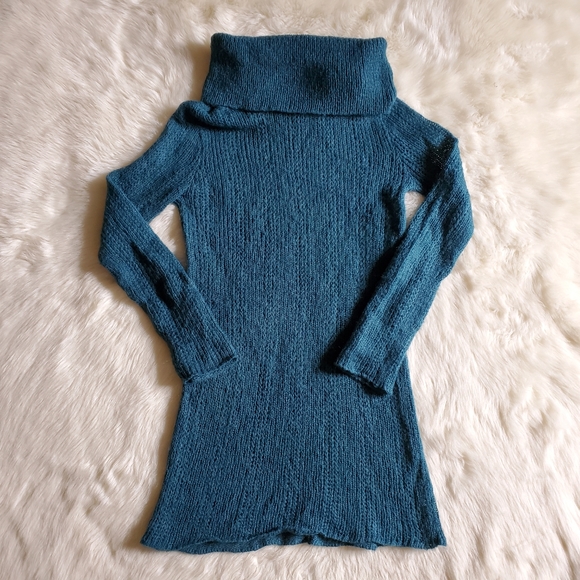 Wooden Ships Cowl Neck Teal Blue Tunic Sweater S/M - Picture 5 of 16